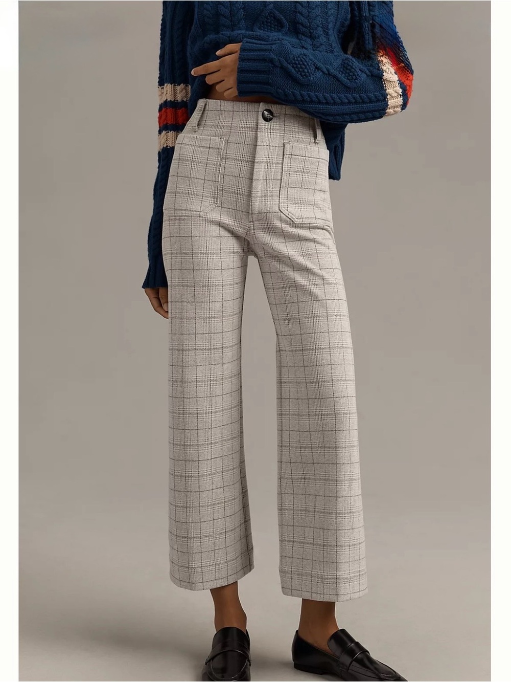 Like New Maeve from Anthropologie Colette Knit Plaid Crop Wide-Leg Pants Sz 29